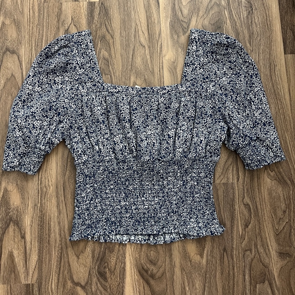 Blue & White Floral Blouse